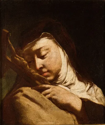Saint Teresa of Ávila Contemplating the Cross by Доменико Маджиотто, 1740-1750 — digital art print download