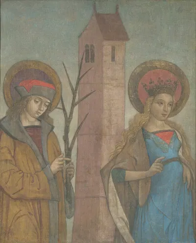 Diptych of Saints Achatius, Barbara, Apollonia, and Sebald by Немецкая школа, c. 1490 — digital art print download
