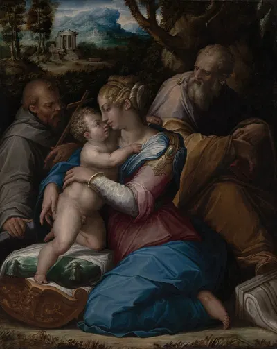 Holy Family with Saint Francis by Джорджо Вазари, 1542 — digital art print download
