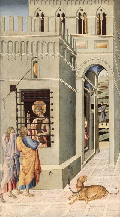 Saint John the Baptist in Prison Visited by Two Disciples by Giovanni di Paolo — digital art print download