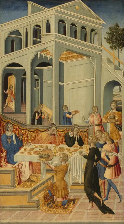 The Head of Saint John the Baptist Brought before Herod by Giovanni di Paolo — digital art print download