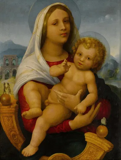 Madonna and Child in a Landscape by Giovanni Francesco Caroto — digital art print download