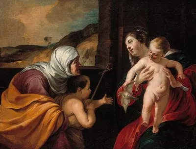Virgin and Child with Saint Elizabeth and the Infant Saint John the Baptist by Jacques Blanchard — digital art print download