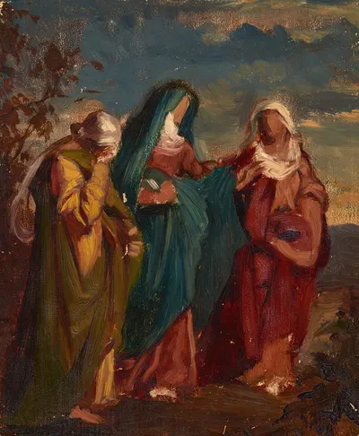 Sketch to the Painting 'Three Marys Walking to Christ's Tomb' by Юзеф Симмлер, 1865 — digital art print download
