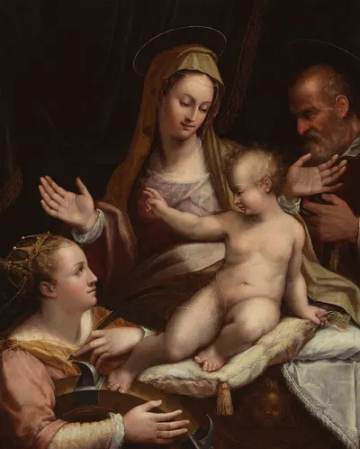 The Holy Family with Saint Catherine of Alexandria by Лавиния Фонтана, 1581 — digital art print download