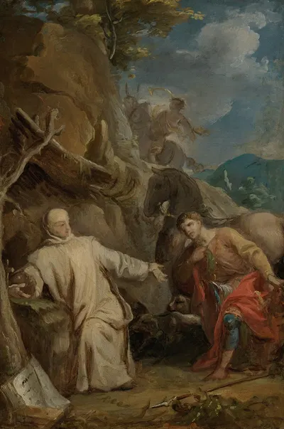 Saint Martin Kneeling in Front of an Eremitic Monk by Louis Galloche — digital art print download