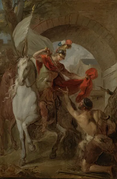 Saint Martin Sharing his Coat with a Beggar by Louis Galloche — digital art print download