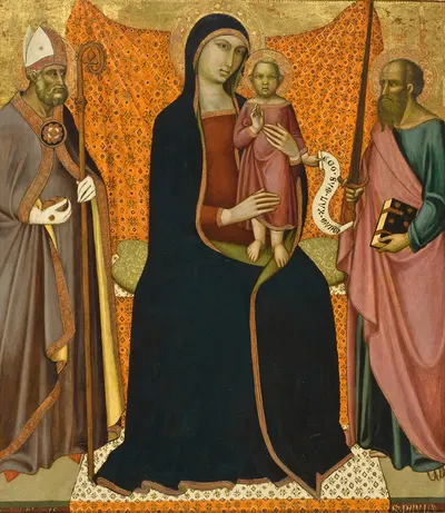 Madonna and Child with Sts. Nicholas and Paul by Luca di Tommè — digital art print download