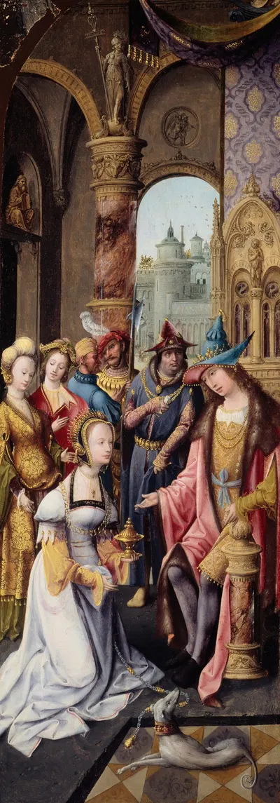King Solomon Receiving the Queen of Sheba by Master of the Antwerp Adoration, 1515 — digital art print download
