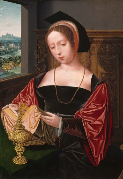 A Lady Reading (Saint Mary Magdalene) by Master of the Female Half-Lengths — digital art print download