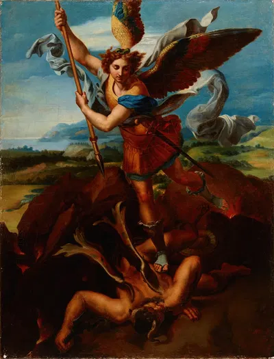 Saint Michael the Archangel Vanquishing Satan by Rafał Hadziewicz, 1830 — digital art print download