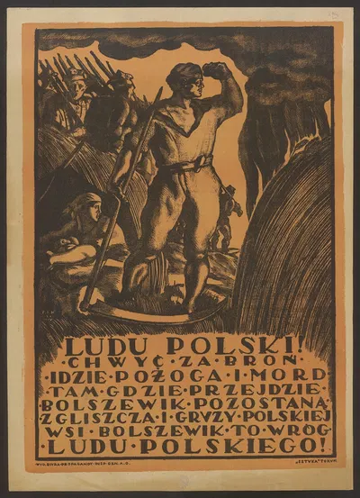 Ludu polski! Chwyć za broń, idzie pożoga i mord by Felicjan Szczęsny Kowarski, 1920 — digital art print download