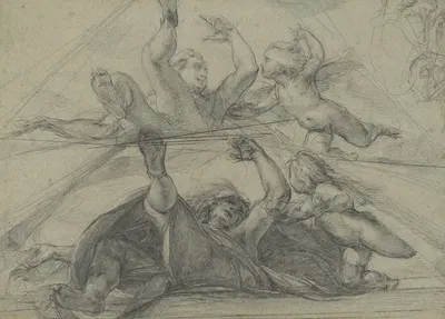 Ceiling Studies of a Prophet and a Putto Seen from Below by Giulio Cesare Procaccini, c. 1602 — digital art print download