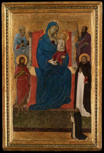 Virgin and Child Enthroned with Saints Peter, Paul, John the Baptist, and Dominic and a Dominican Supplicant by Ugolino di…