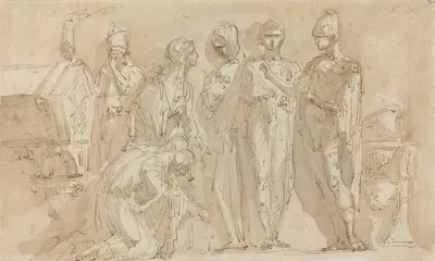 Coriolanus before the Women of Rome by Джузеппе Бернардино Бизон — digital art print download