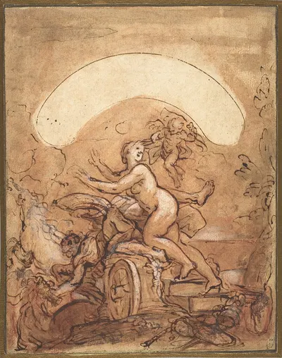 Aurora's Tryst with Time Interrupted by Giuseppe Passeri, c. 1700 — digital art print download