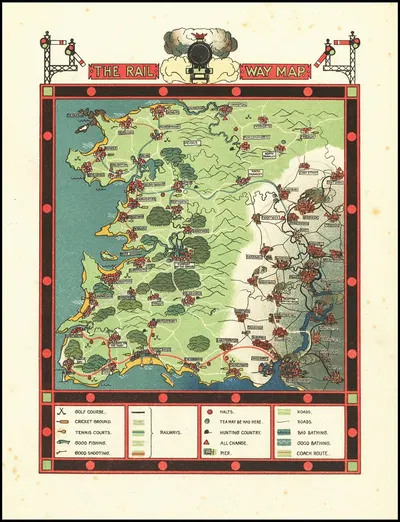 The Rail Way Map by Gilbert Anthony Pownall, 1924 — digital art print download
