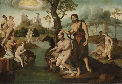 The baptism of Christ by Круг Маартена ван Хемскерка — digital art print download