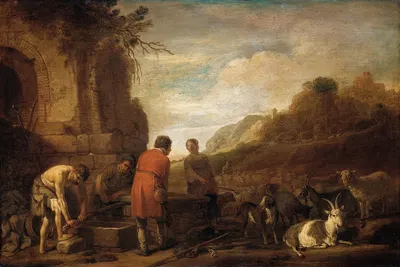 The Meeting of Jacob and Rachel (Genesis 29;10) by Claes Cornelisz. Moeyaert, c. 1638 — digital art print download