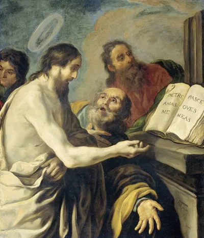 Christ Instructs Peter to Feed My Sheep by Claude Vignon, 1624 — digital art print download