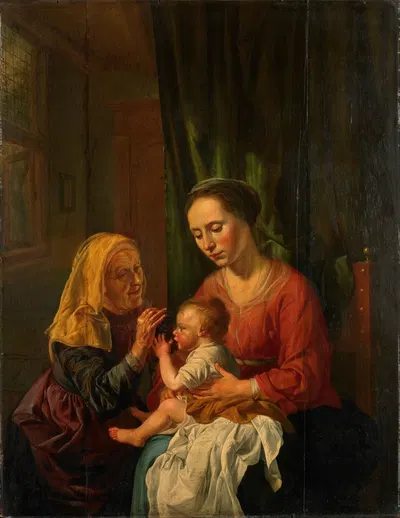 Virgin and Child with St Anne by Dirck van Hoogstraten, 1630 — digital art print download