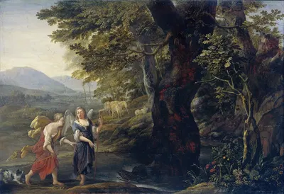 Tobias and the angel by Эглон ван дер Нер, 1690 — digital art print download