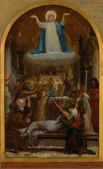 Les Malheureux et les pauvres implorent sainte Geneviève intercesseur by Феликс-Жозеф Барриас, 1873 — digital art print…