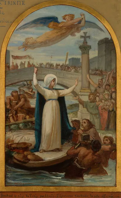 Sainte Geneviève ravitaille la Ville affamée pendant le siège de Paris par Clovis by Félix-Joseph Barrias, 1873 — digital…