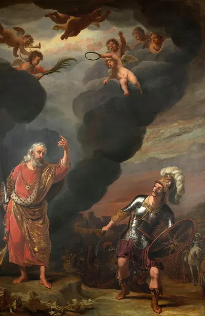 The Captain of God's Army Appearing to Joshua by Ferdinand Bol, 1660 - 1663 — digital art print download
