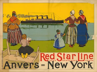 Red Star Line Antwerpen – New York by Анри Кассье, 1909 — digital art print download