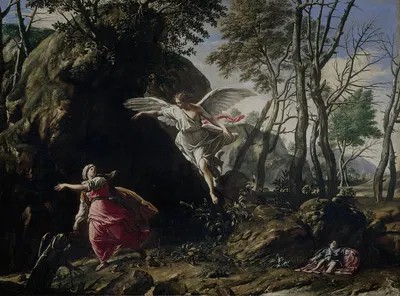 Hagar and Ishmael in the Wilderness by Франческо Коцца, 1665 — digital art print download