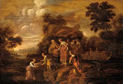 Pharaoh's Daughter discovers Moses in the Rush Basket by Guilliam du Gardijn — digital art print download