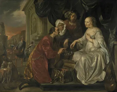 Rebecca Receiving Presents from Abraham's Servant by Хендрик Хиршоп, 1656 — digital art print download