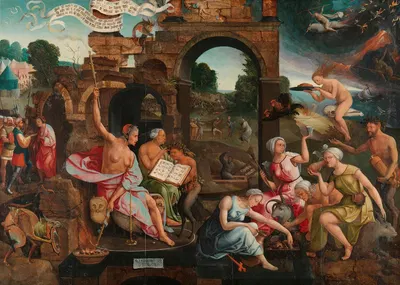 Saul and the Witch of Endor by Jacob Cornelisz. van Oostsanen, 1526 — digital art print download
