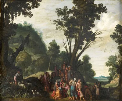 The Meeting of Jacob and Esau (Genesis 33) by Якоб Симонз. Пинас — digital art print download