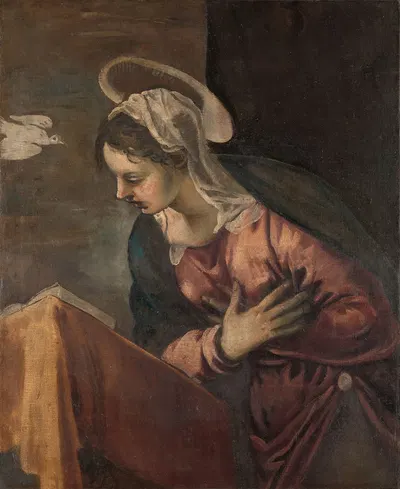 Virgin from the Annunciation to the Virgin by Jacopo Tintoretto, 1560 - 1585 — digital art print download