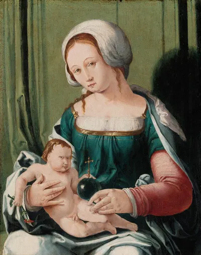 Virgin and Child by Лукас Ван Лейден, c. 1530 — digital art print download