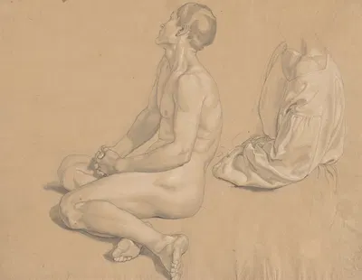 A Seated Man Nude and then Clothed by Gustav Heinrich Naecke — digital art print download