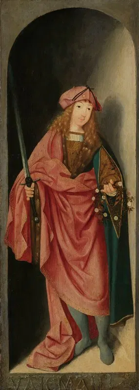 Saint Valerian, left wing of a triptych by Master of the Brunswick Diptych — digital art print download
