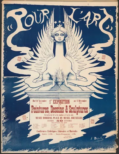 Pour l'Art – 1st Exhibition of paintings, drawings and sculptures by Jean Delville, 1892 — digital art print download