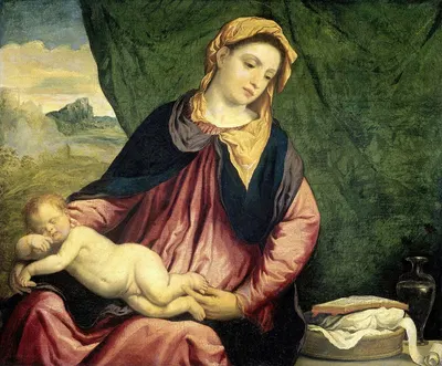 Madonna with Sleeping Child by Париж Бордон, 1540 - 1560 — digital art print download