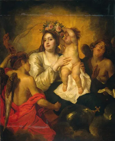 The Virgin Crowned by the Christ Infant, the Redeemer by Томас Виллеборц Босхаерт — digital art print download