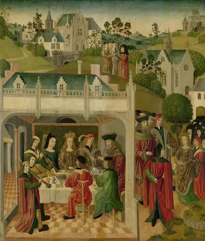Wedding Feast of Saint Elizabeth of Hungary and Louis of Thuringia in the Wartburg by Master of the St Elizabeth Panels —…