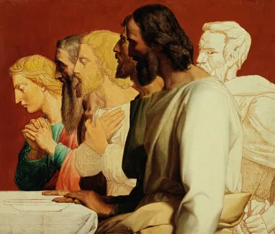 Groupe d'Apôtres lors de la Cène (tournés vers la gauche) by Альфонс-Анри Перен, 1836 — digital art print download