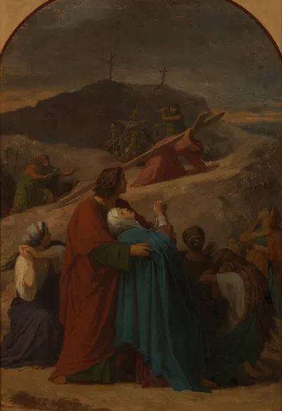 Jésus portant sa croix, La Vierge sur le chemin du Calvaire by Émile Signol, 1856 — digital art print download