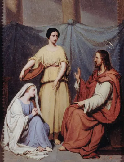 Jésus chez Marthe et Marie by Хендрик Шеффер, 1841 — digital art print download