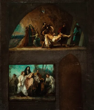Fuite en Egypte et mise au tombeau by Жан Франсуа Жиго, 1859 — digital art print download