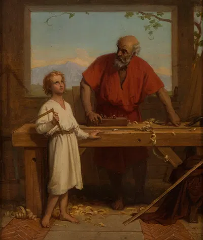 Saint Joseph et l'Enfant by Jules Richomme, 1870 — digital art print download