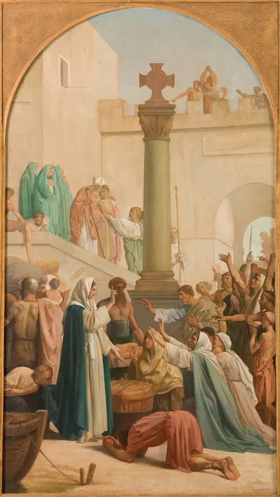 Sainte Geneviève distribuant le pain aux pauvres pendant le siège de Paris by Louis Charles Timbal, 1860-1864 — digital art…