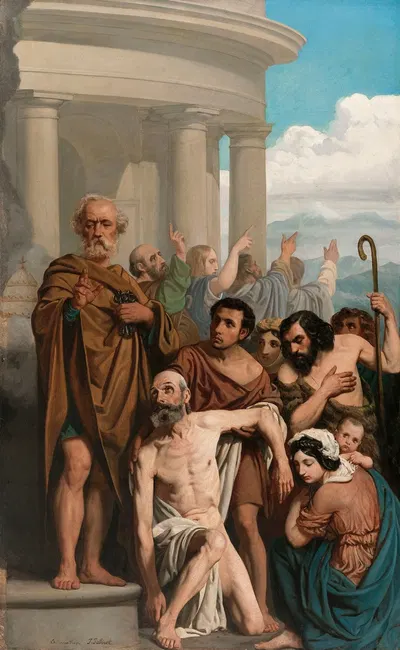 Saint Pierre guérissant un boiteux à la porte du temple by Pierre-Jules Jollivet, 1843 — digital art print download
